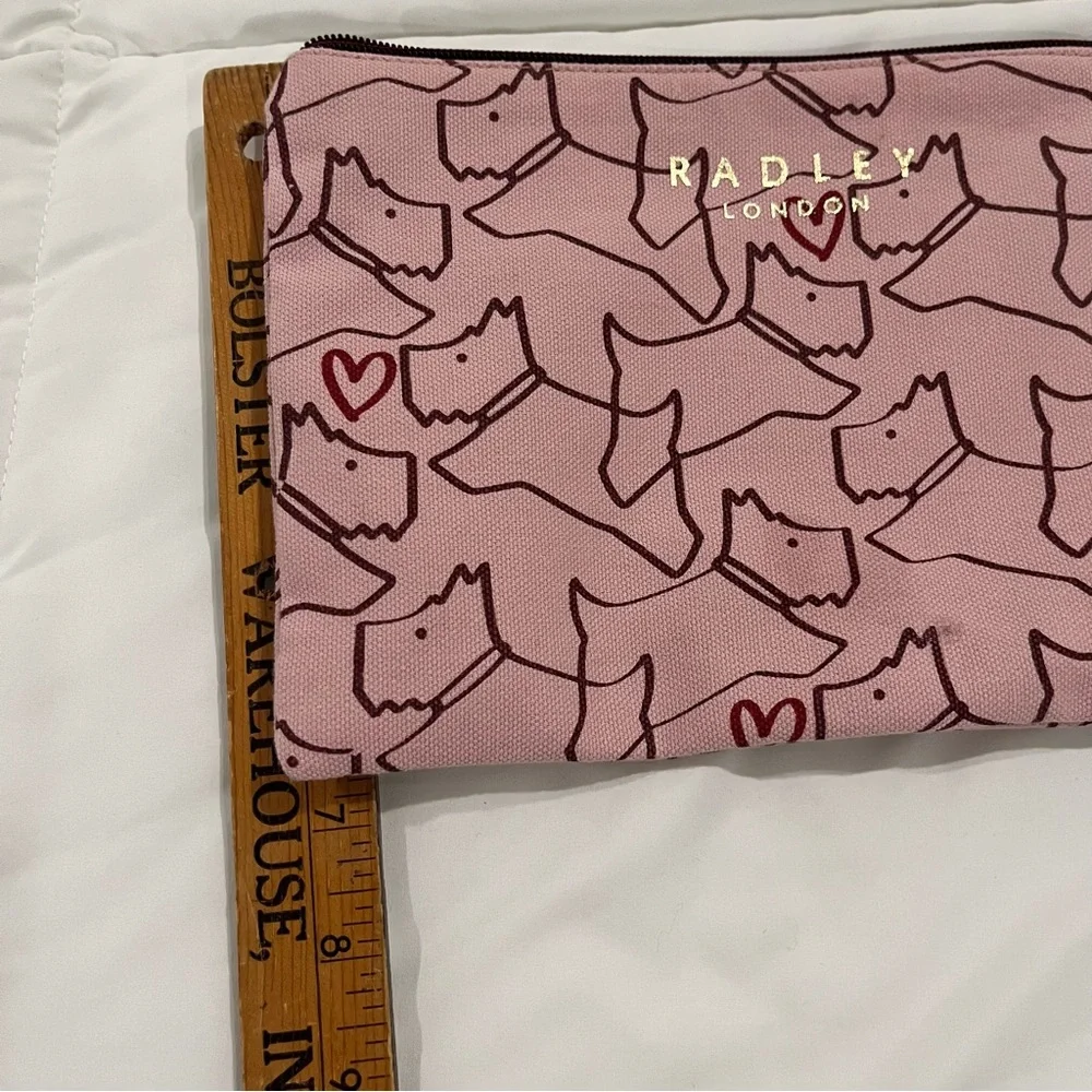 RADLEY LONDON Pink Makeup Purse Wristlet Golf cosmetic pouch dog lover zipper